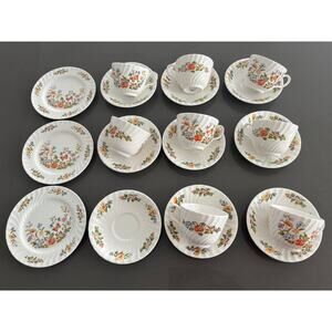 AYNSLEY COTTAGE GARDEN FINE BONE TEA CUP/SAUCER SET OF 8-TOTAL 20 PIECES